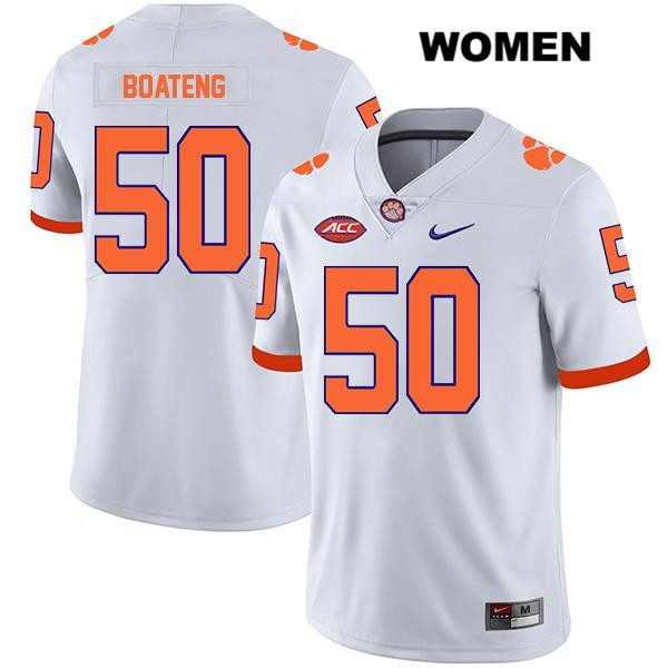 Women's Clemson Tigers #50 Kaleb Boateng Stitched White Legend Authentic Nike NCAA College Football Jersey TFT8546HX